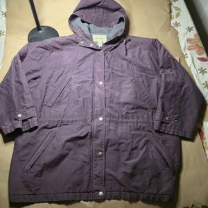 Vtg Eddie Bauer Women's Polartec Jacket XXL Purple Hooded Oversized Parka Gorp